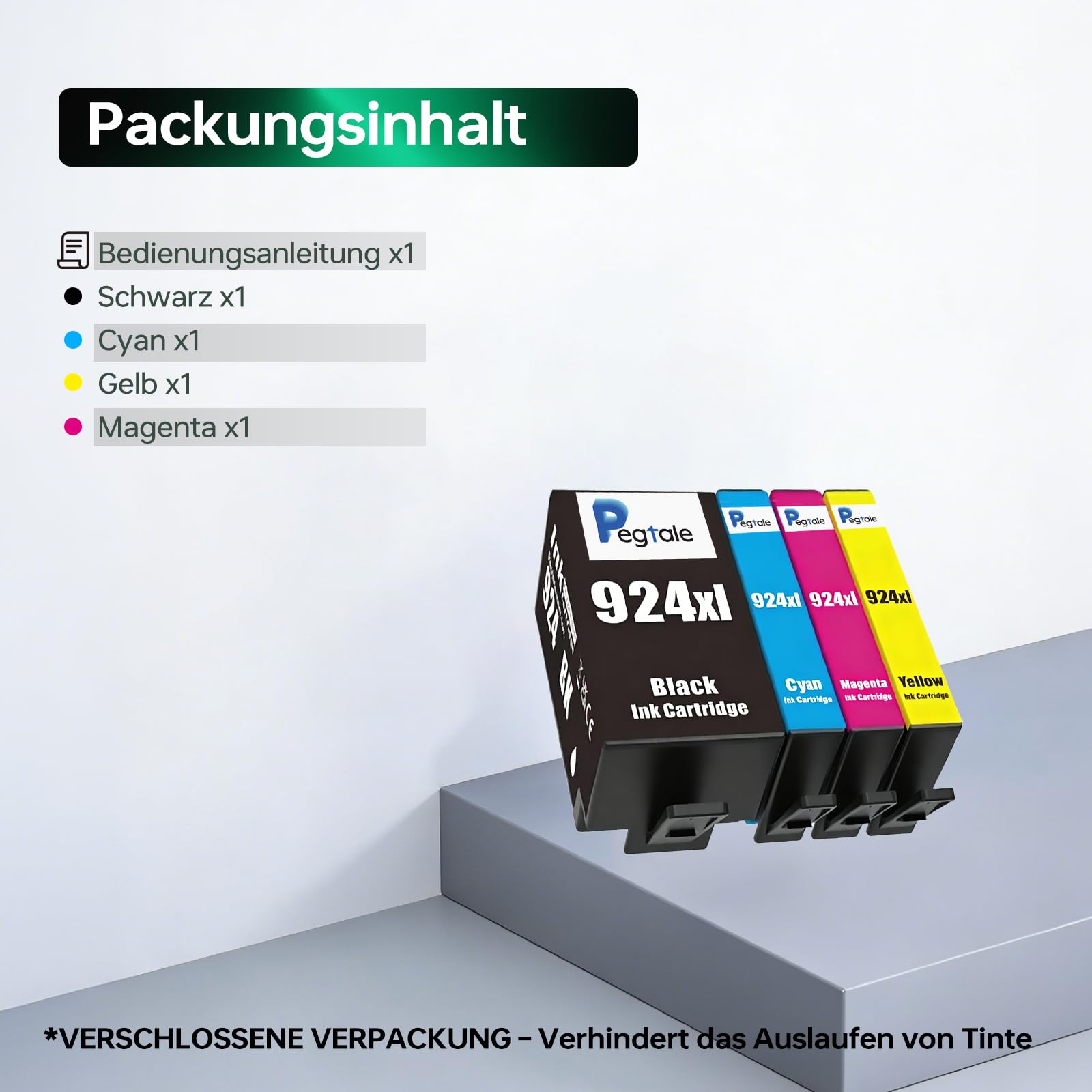 924XL 924e Tintenpatronen-Kombipack, kompatibel für HP 924e und 924XL | Tintenpatronen-Multipack, kompatibel für HP OfficeJet Pro 8120, 8123, 8100, 8130, 8133 (4er-Pack)