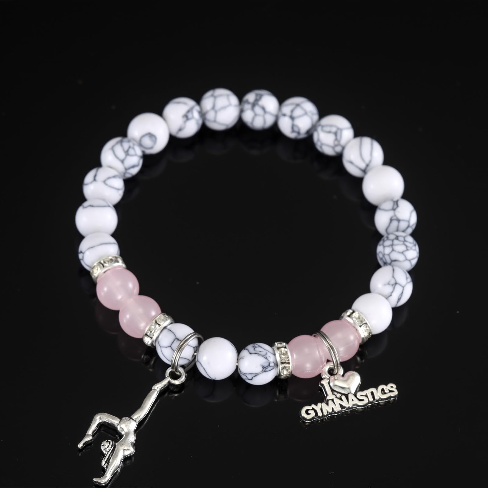 HUTIMY Gymnast Gifts for Women Female Cute Gymnastic Coach Jewelry Beads Gymnastics Bracelet