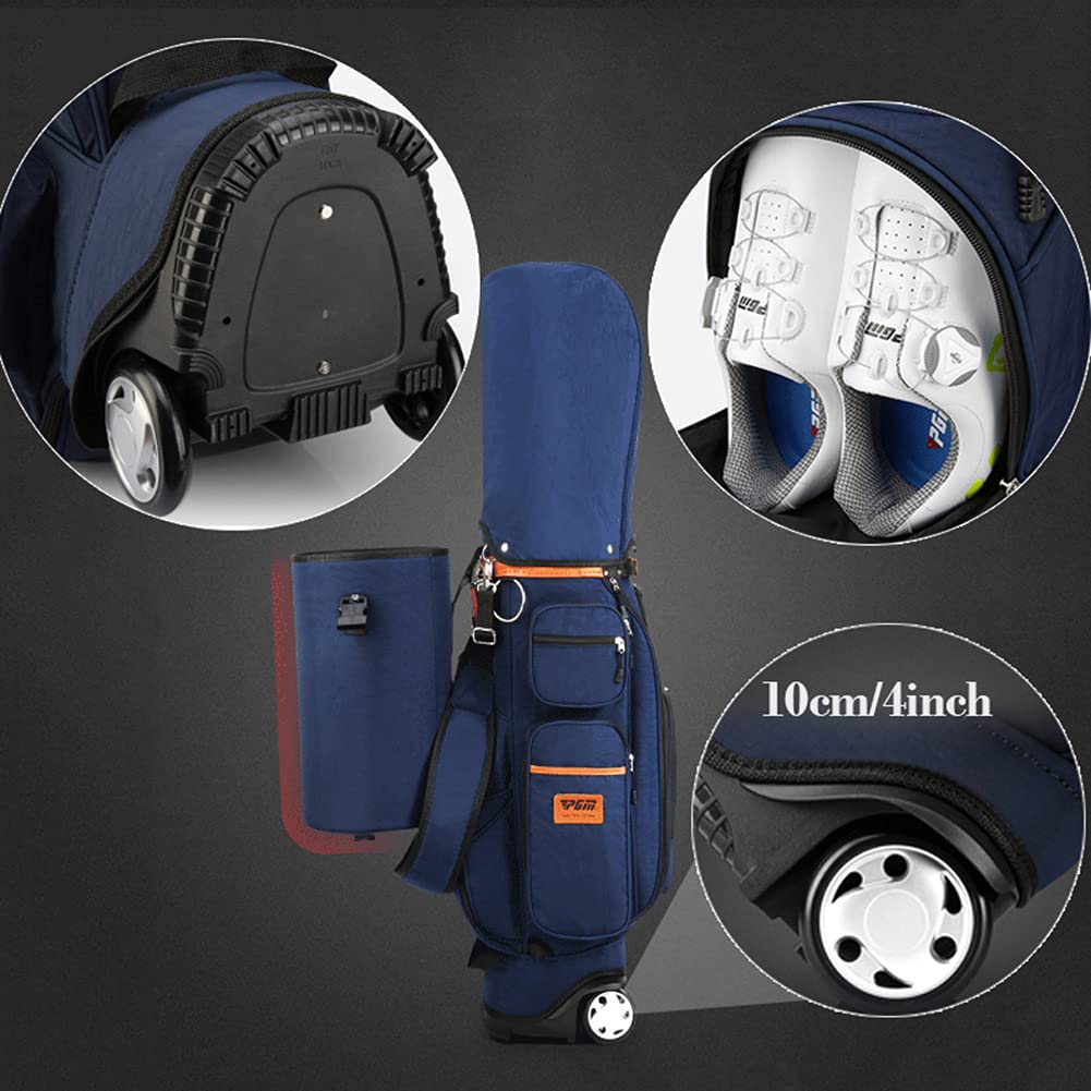Golf-Reisetasche für Herren Damen mit 10-Wege-Trennwänden, mit Regenschutz, Kühltasche/Schuhtasche, Golf-Tragetasche mit Rädern, Rot/Khaki/Dunkelblau/Grau