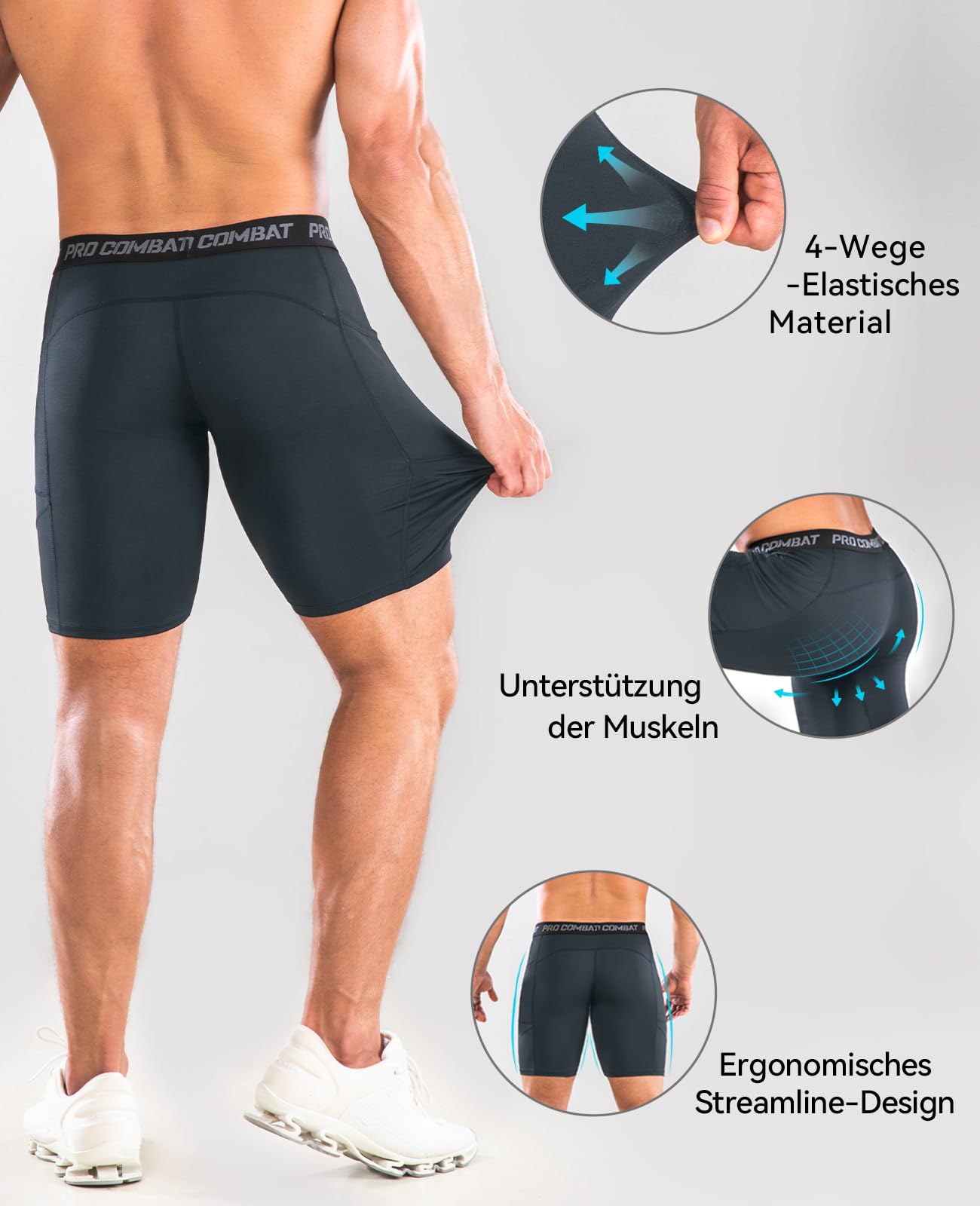 Niksa Confezione da 2/4 pantaloncini a compressione da uomo con tasca, pantaloncini da corsa in spandex per sport, atletica, allenamento, prestazioni