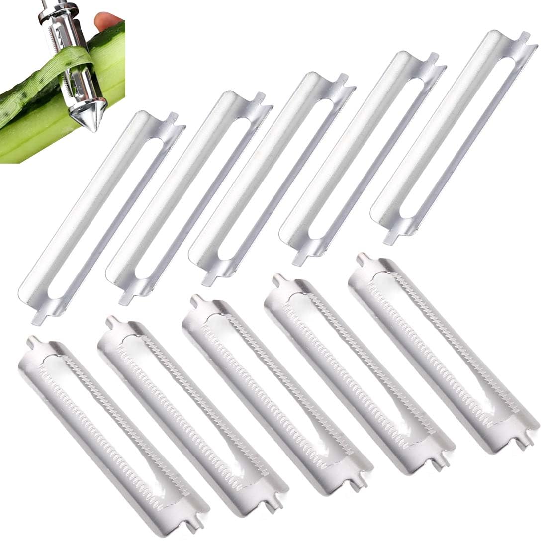 Set 8 Lame Di Ricambio Per Pelapatate 56mm - Acciaio Inox 410 | Include Doppia Faccia, Piatti E Denti Di Rasatura - Foto 8