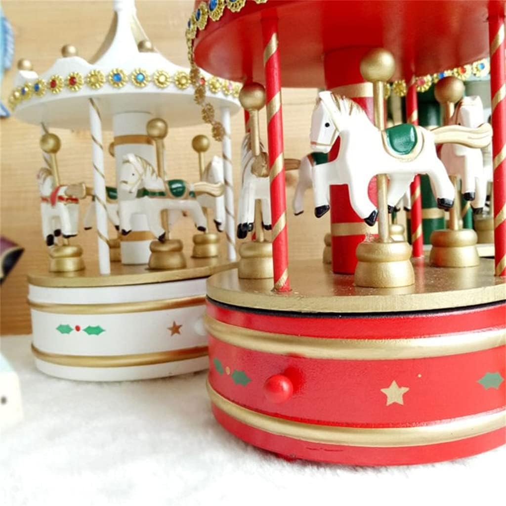 Wooden Classic Musical Carousel Music Box Cute Christmas Decorations