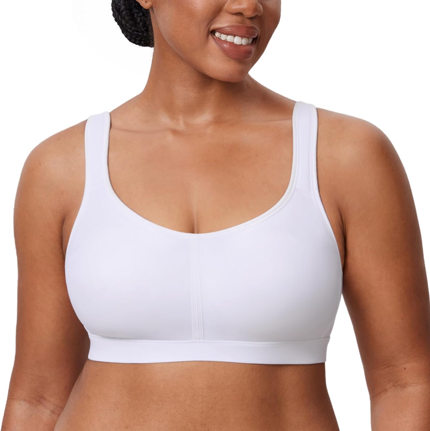 AISILIN Women's Wireless Plus Size Bra Comfort Full Coverage Lightly Lined No Underwire Smooth Scoop Neck