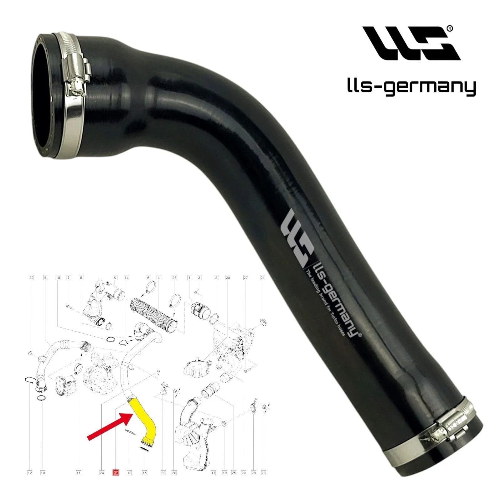 LLS-GERMANY Manguera de aire de carga compatible con Renault Megane III Coupe, Grandtour, Hatchback (DZ0/1, KZ0/1, B3, BZ0/1) 2.0 dCi (1995 ccm, 110-120 kW, 150-163 CV) OEM: 144606106R, 8200961423