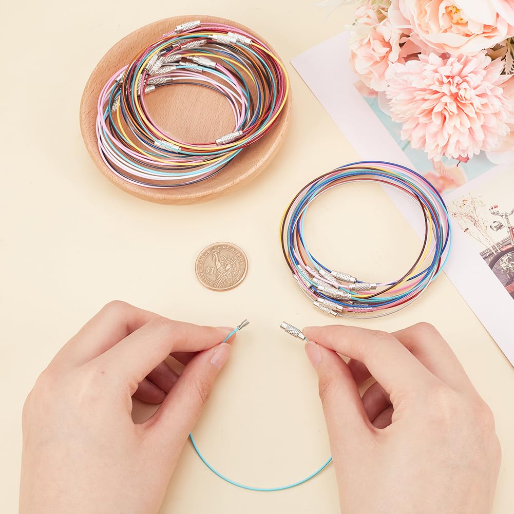 PH PandaHall 45 pcs 15 Colors 8 7/8 Inch Memory Wire Bracelet, Steel Wire Cord Bracelet with Screw Clasp Necklace Choker for Bangle Bracelet Jewelry DIY Craft Making - Image 3