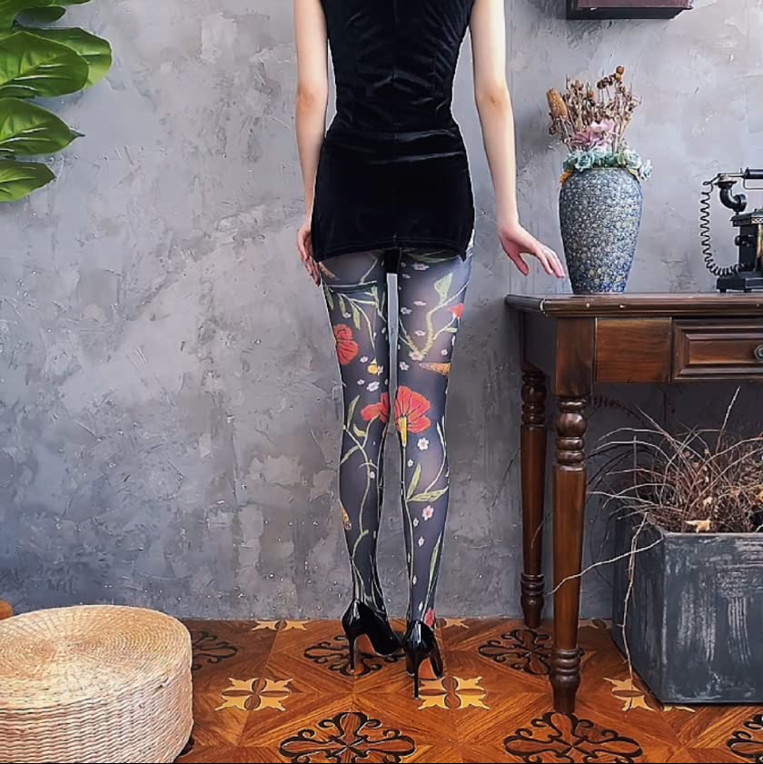 Image of Sahabowi Women Tights, Opaque High Waist Pantyhose, Vintage Control Top Stockings
