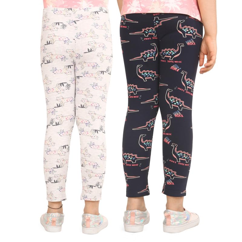 Image of ARIEL Cotton Printed Non-Transparent Regular Fit Ankle Length Leggings for Girls