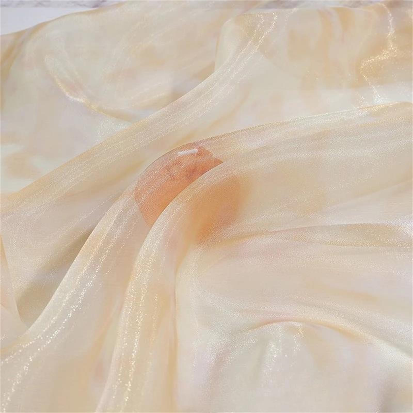 Tela de organza, encaje y voile iridiscente, Etapa múltiple tejida organza del vestido de boda los tamaños Tulle el 140cm poliéster la pendiente(Gradient-beige,500x140cm(5m))