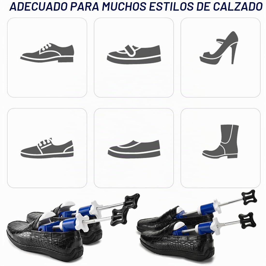 2 hormas elásticas para zapatos con calzador, para hombre y mujer, para estirar zapatos