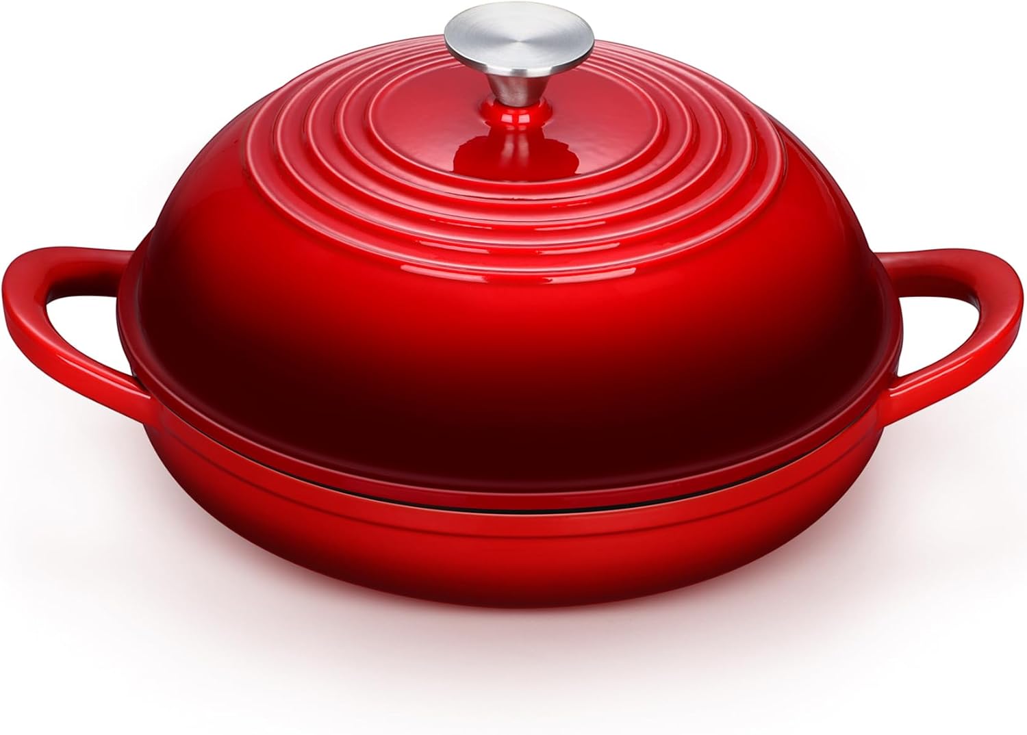 P&P CHEF Dutch Oven for Bread Baking, 6 QT Enameled Cast Iron Bread Oven with Lid, Round Bread Pan for Homemade Sourdough Baking, Easy to Clean & Dome Lid, Red (Red) Thumbnail