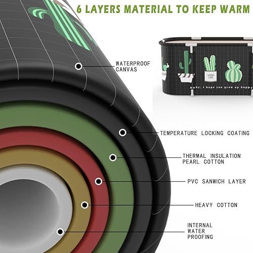 Miniatura 5 de Bañera portátil para cabina de ducha, grande de 47 pulgadas plegable para adultos, baño familiar separado, bañera plegable japonesa, ideal para baño