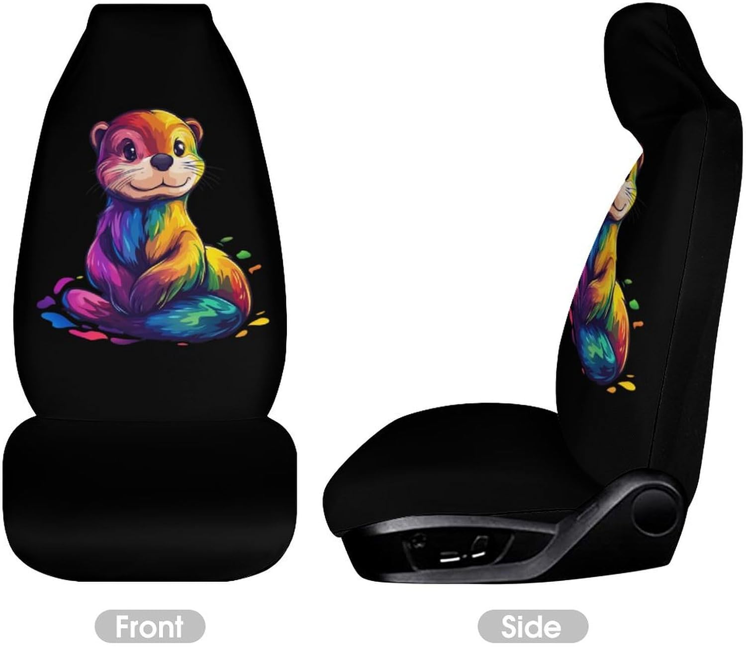 Colorful Otter Car Seat Covers Universal Car Front Seats Protector Auto Interior Accessories 1PCS