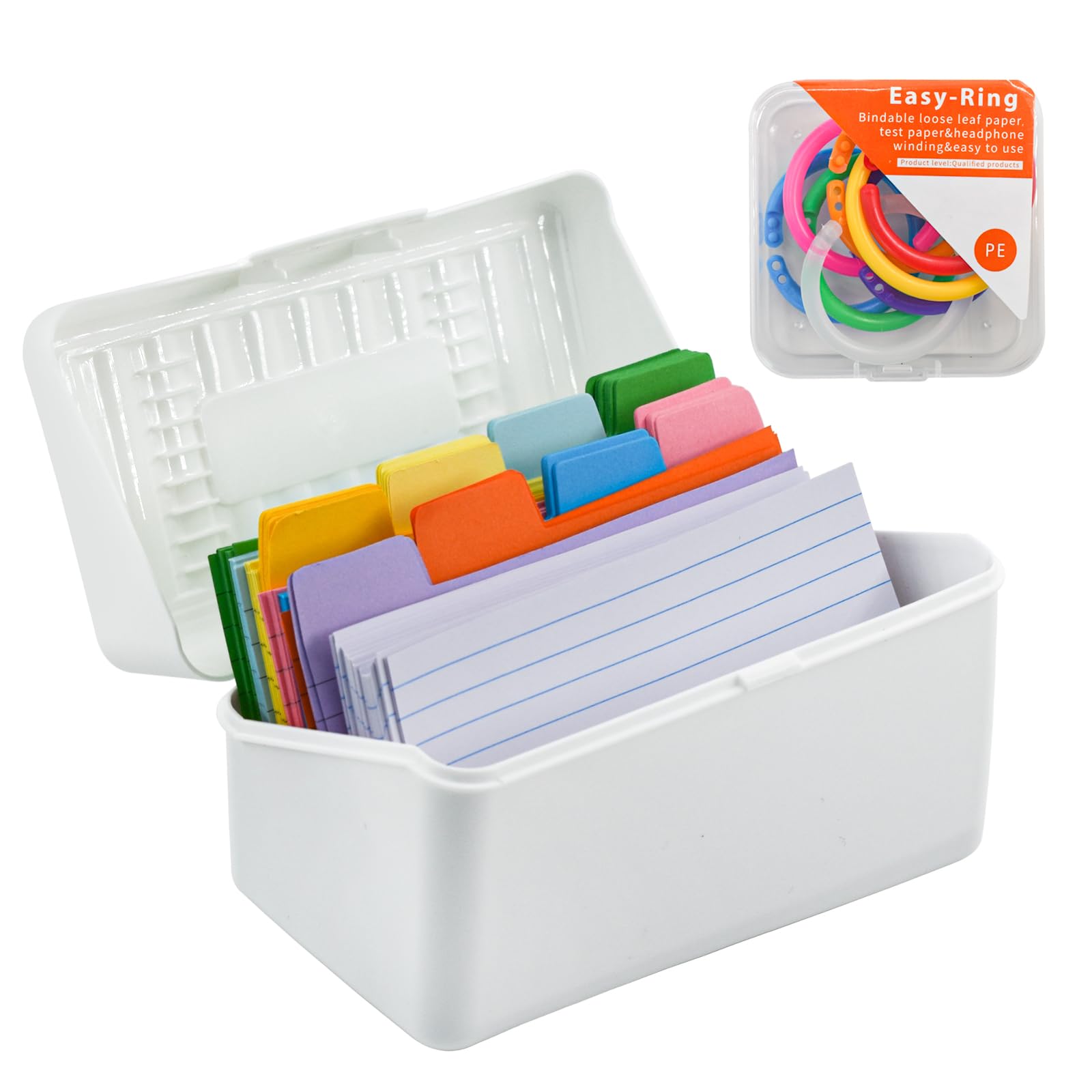 VANRA Porte-cartes D'index 7,6 X 12,7 Cm, étui De Rangement Pour 300 Cartes D'index Colorées Vierges En Vrac Avec Anneau (blanc