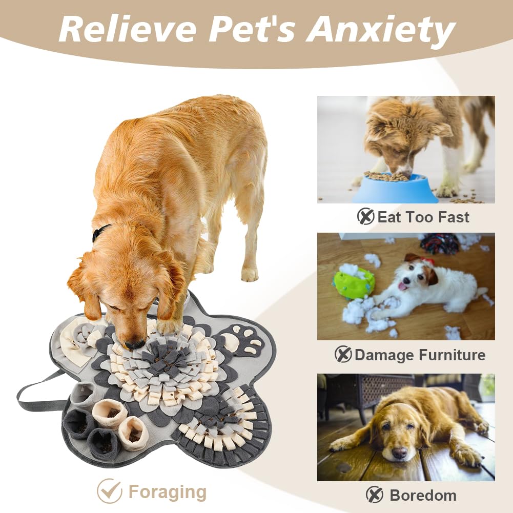 OSDUE Tappeto Olfattivo Cane, 60cm Foraggiamento Tappeto per Cani Addestramento Foraggiamento di Animali Lavabile Antiscivolo Tappetino Puzzle di Snuffle Giocattolo per Cani Attivazione Mentale Cane B