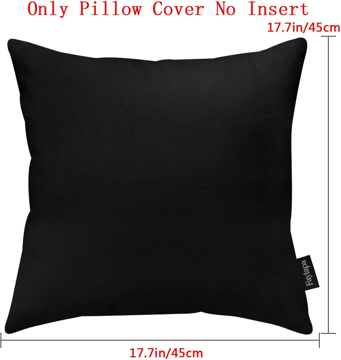 Faylapa Pack of 4 Cotton Canvas Throw Pillow Covers 18 x 18 inch Solid Decorative Square Blank Pillowcase Black Pillow Cases for Halloween Couch Sofa Living Room Car Office Decoration (Case ONLY)
