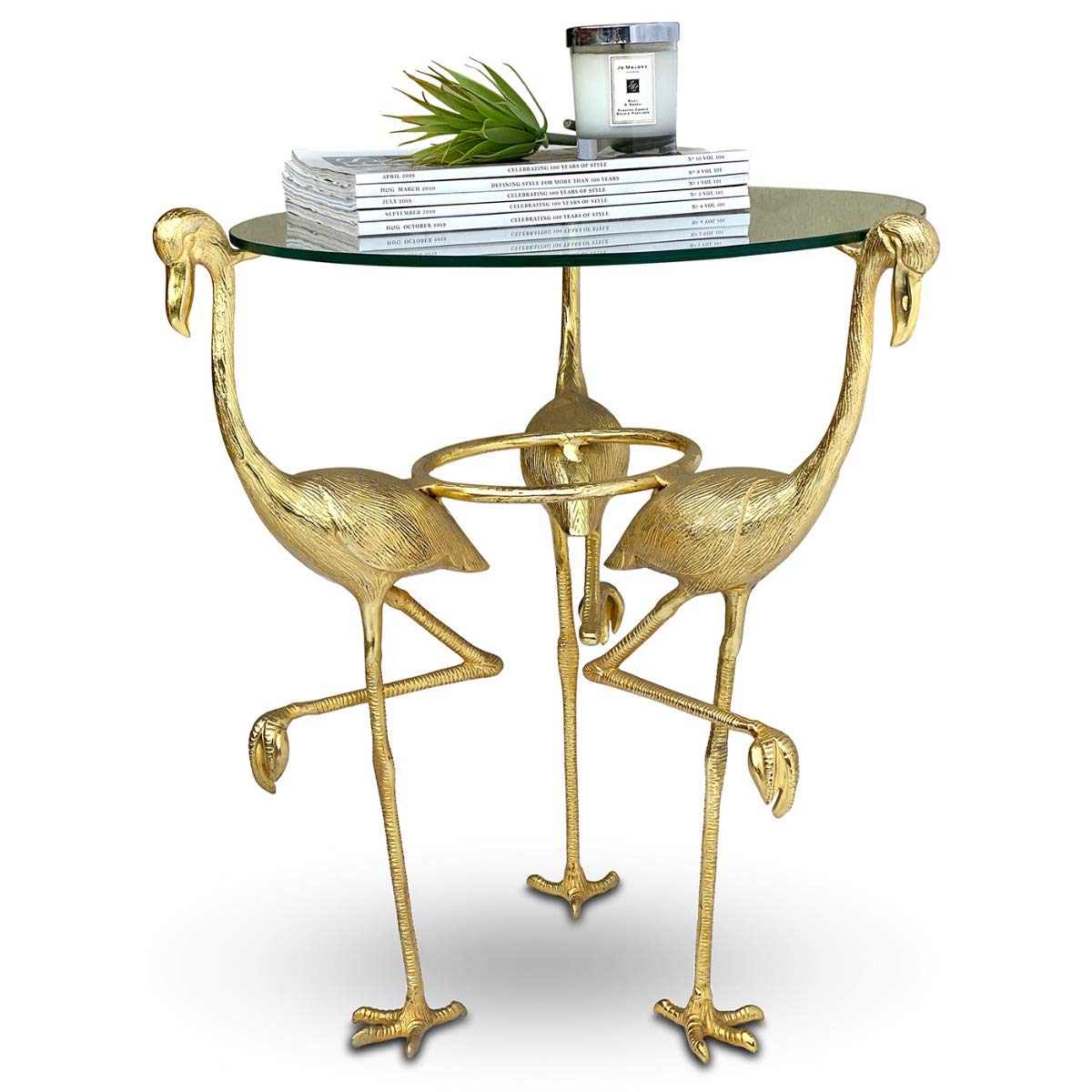 Culinary Concepts Flamingo Glass Top Side Table