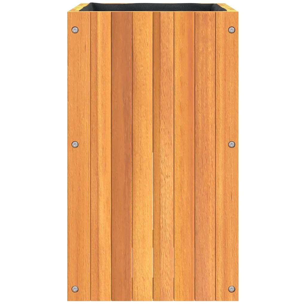 Fioriera da Giardino 35x35x60cm in Legno Massello di Acacia | Vaso alto in acacia con sacco in tessuto non tessuto per piante e fiori, adatto per soggiorno, balcone e ufficio.
