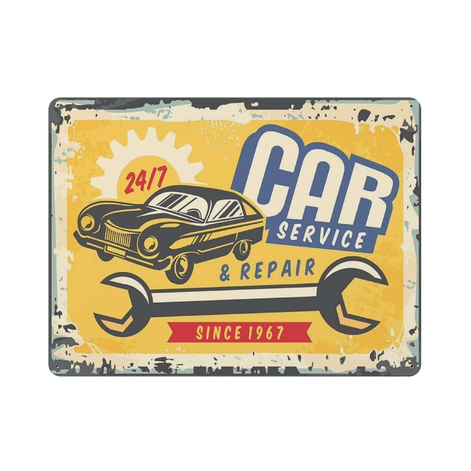 rayprint Car For Service And Repai Tin Sign Metal Plaque Art Hanging Iron Painting Retro Home Kitchen Garden Garage Wall Decor 12"x16"