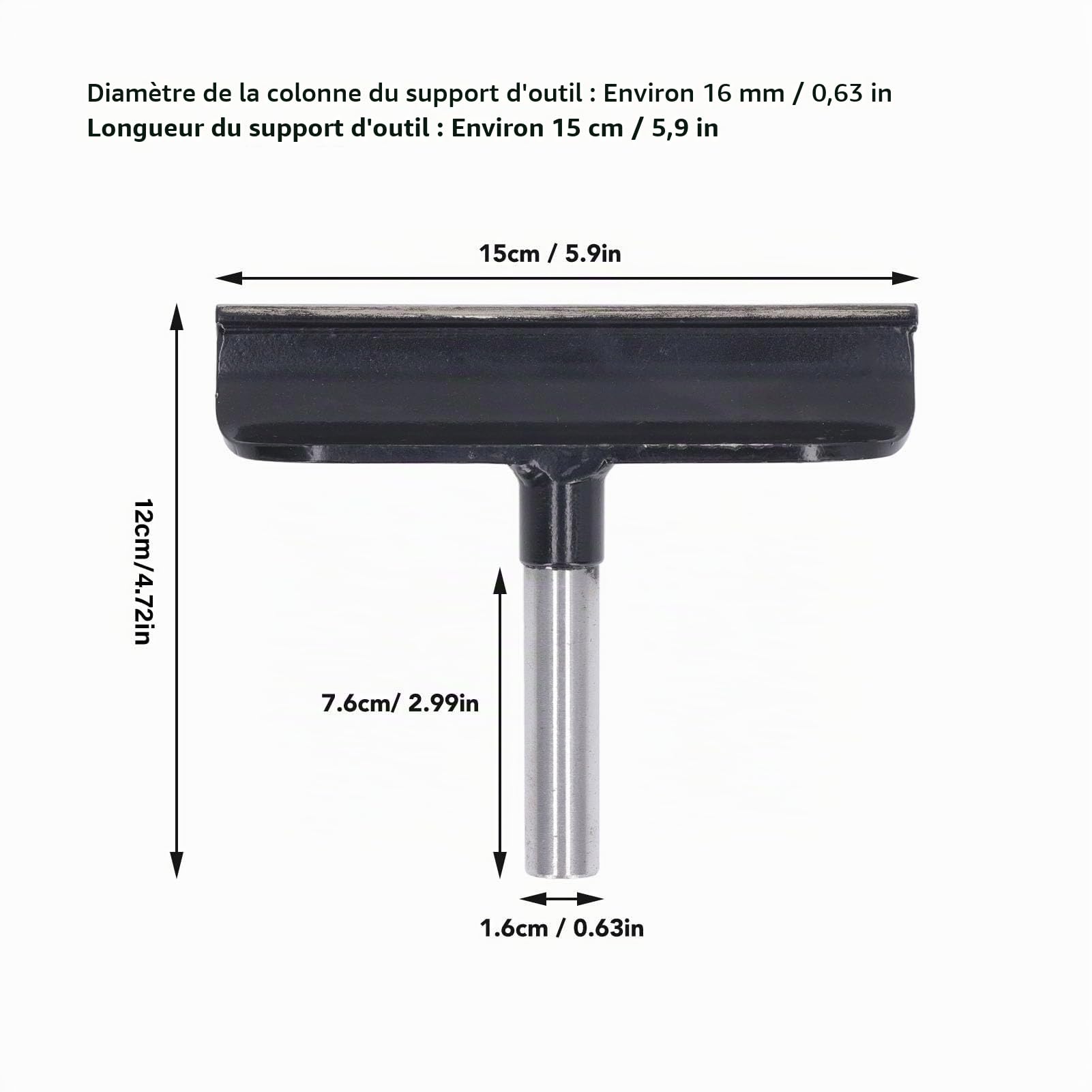 Repose-outil de Tour en Acier Inoxydable, Support de Tournage du Bois, Accessoires de Bricolage pour le Travail du Bois, 16mm de Diamètre et 15cm de Long