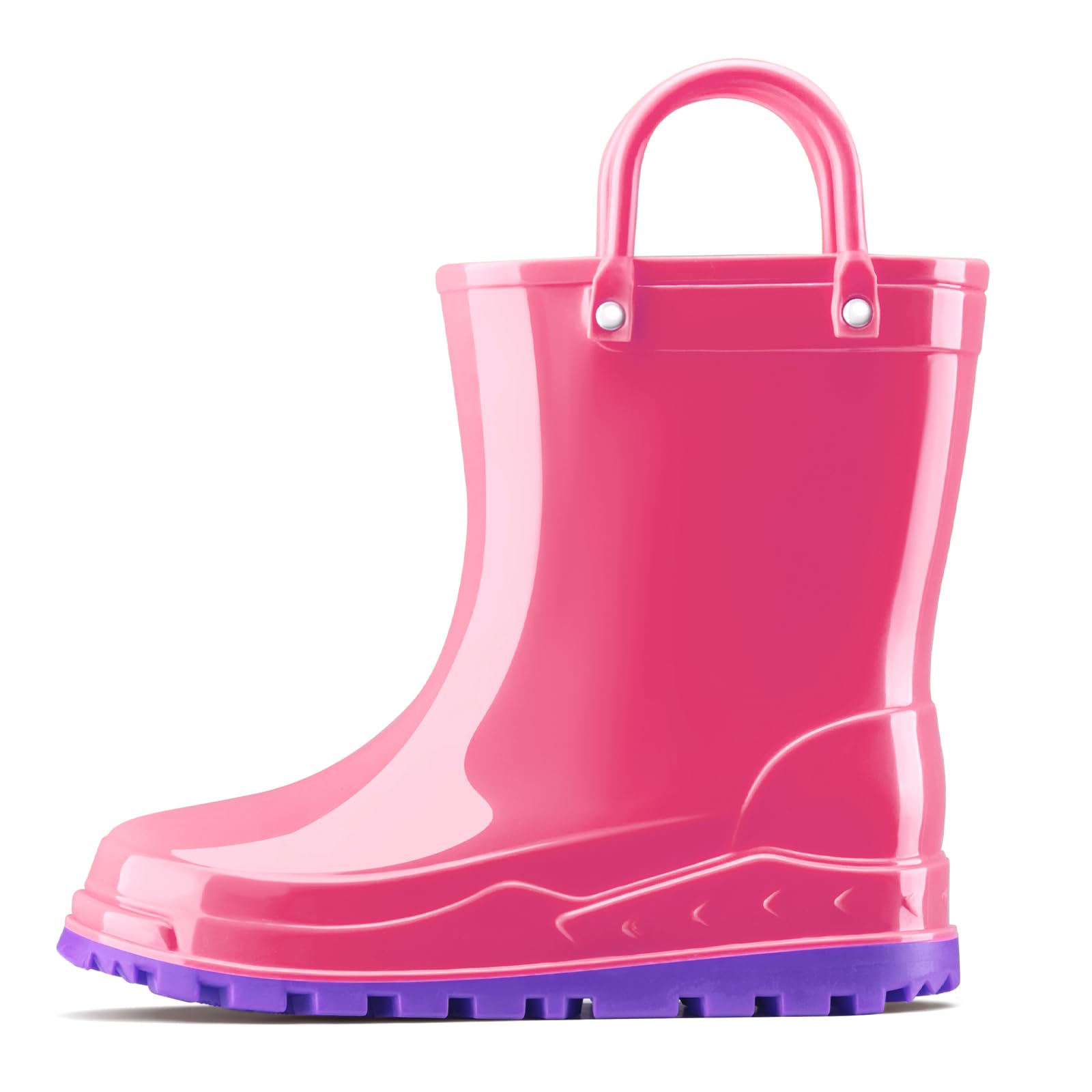 HISEA Toddler Kids Rain Boots for Boys Girls, Waterproof Rubber Boots with Easy-On Handles, Seamless Soft PVC Rainboots Lightweight Mud Shoes for Water Beach Outdoor Playing (Toddler/Little Kid/Big Kid)