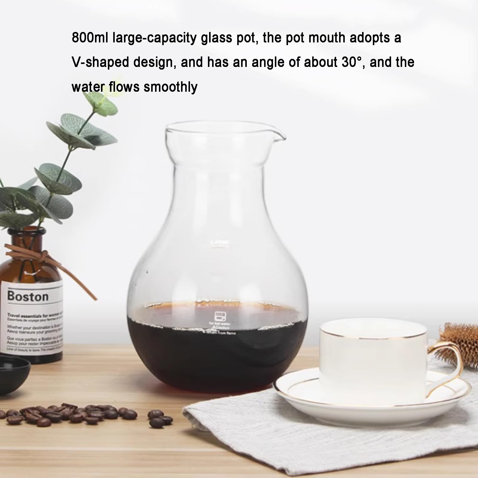 Cold Brew Coffee Maker, Iced Drip Coffee Machine with Adjustable Dripper, Wood Frame, Stainless Steel Filter, 6-8 Cups