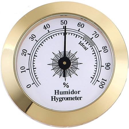 Cigar Hygrometer, Anync Round Hygrometer for Cigar Humidor, Cigar Box/Cigar Cabinet 2 inch Diameter Gold