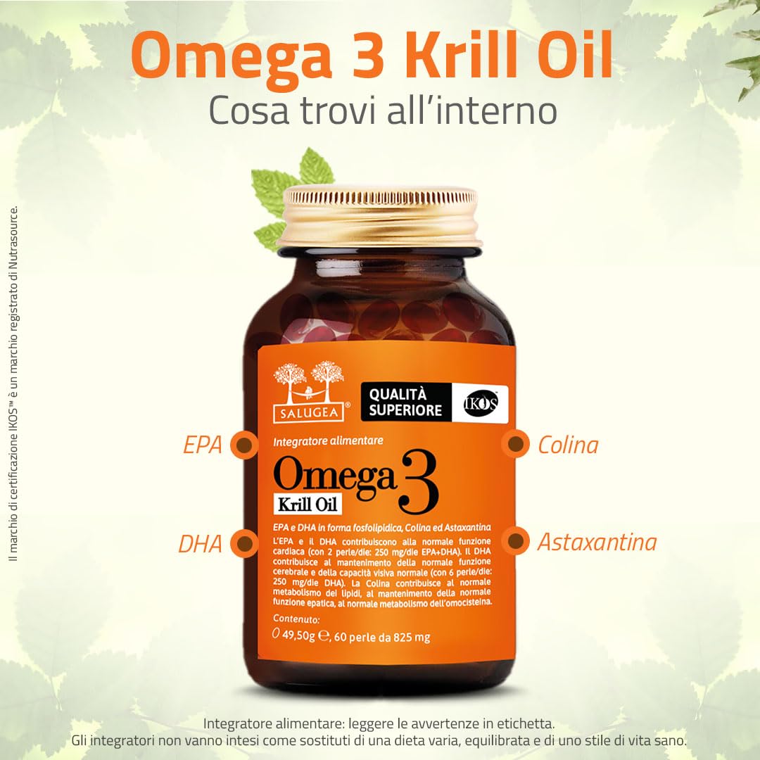 OMEGA 3 KRILL OIL Sangea – 100% naturelle à base d'huile de Krill Antarctique avec Coline et Astaxantine – EPA et DHA hautement assimilables – 60 perles – Flacon en verre foncé pharmaceutique