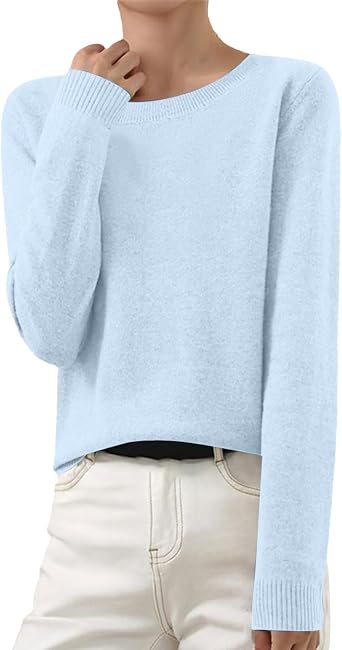 Cashmere Sweaters for Women Roundneck Long Sleeve Jumper Knitted Pullover Warm Sweatshirt