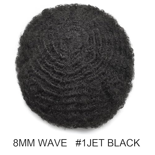 Miniatura 2 de Afro Curl Toupee para hombres afroamericanos Toupee afro rizado sistema de reemplazo de cabello humano rizado inyectado piel de polietileno