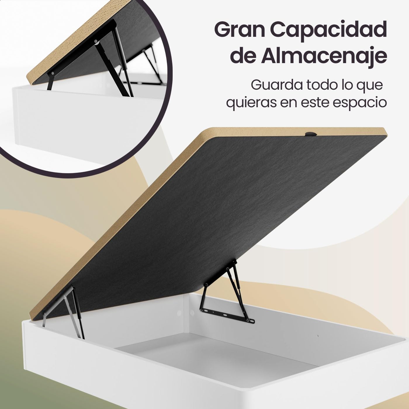 Homey - Canapé Abatible de Madera Súper Reforzado con Gran Capacidad, Esquinas Redondeadas, 135 x 190, Blanco