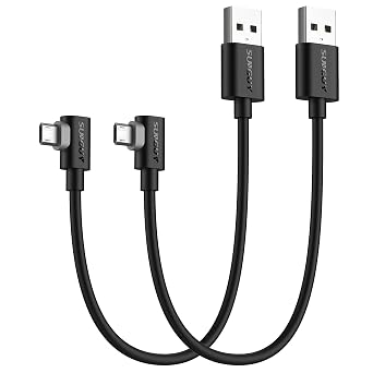 Right Angle Micro USB Cable 1FT [2 Pack], 18W Reversible USB Micro Cable