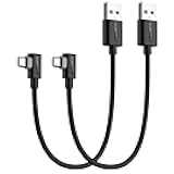SUNGUY Micro USB Cable 1FT [2 Pack], Right Angle Micro USB Cable Fast Charging & Data Sync Cord Compatible for Samsung Galaxy S7 Edge S6 S5, Moto E6 5 4, LG -Black