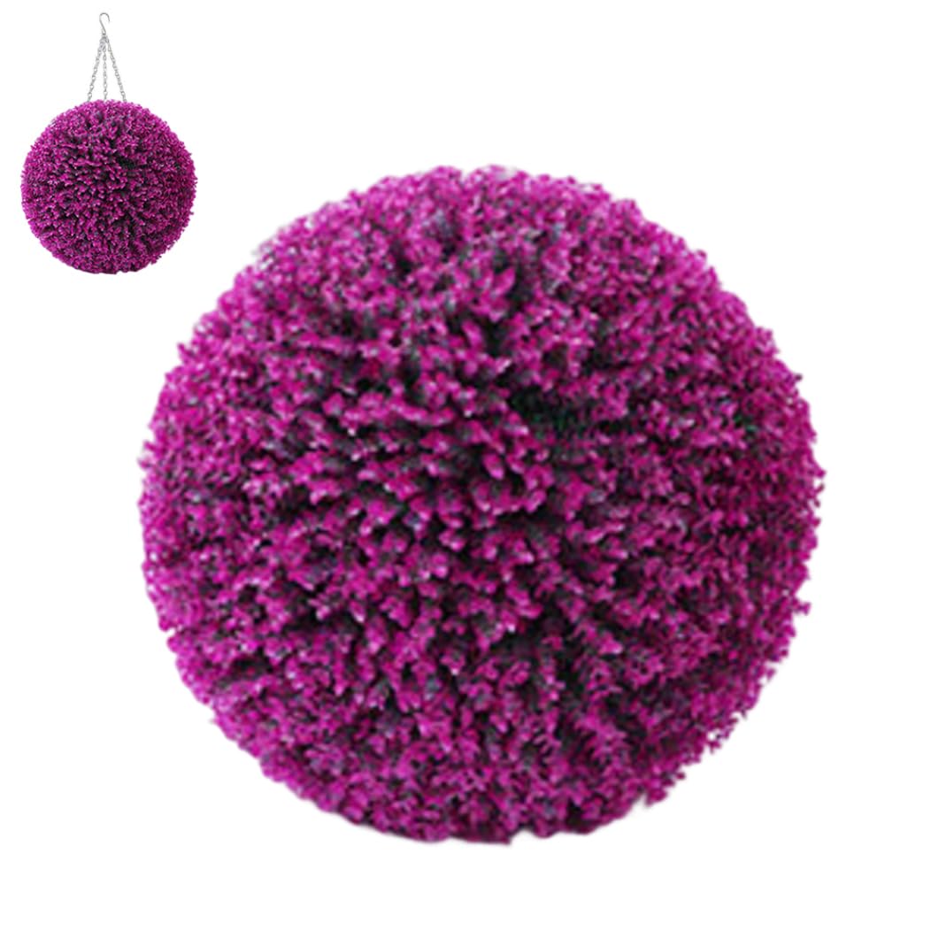 Topiaria Artificiale Palla Decorativa appesa Finta Palla di bosso Pianta per la Decorazione Domestica, Rosso violaceo 35 cm, Finta