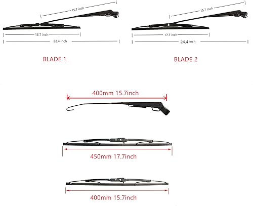 Miniatura 6 de UTV Windshield Wiper Kit Compatible With UTV Golf Cart Polaris Ranger RZR 800 900 1000 Can Am Kawasaki MULE Universal 12V Electric Motor 110 Degree