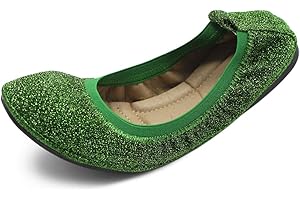 Sparkling Green Glitter Slip Ons for Women - Crystallized Ballet Flats