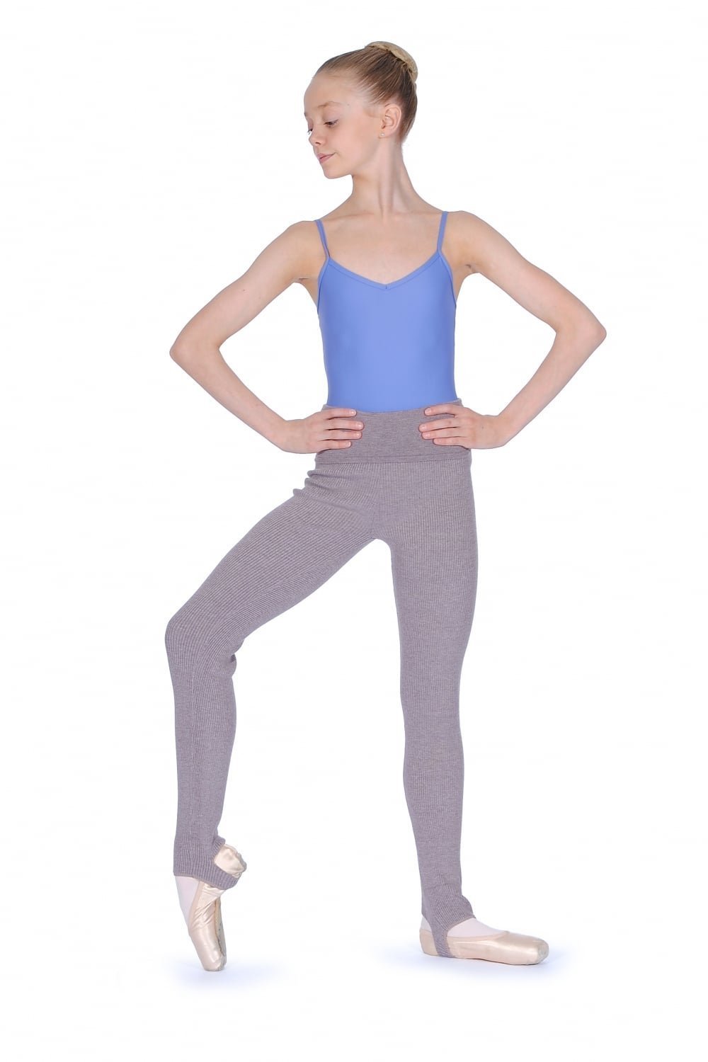 Capezio Girls Foldover Waistband Stirrup Pants - CK1036C (Stormy Rose, XL)