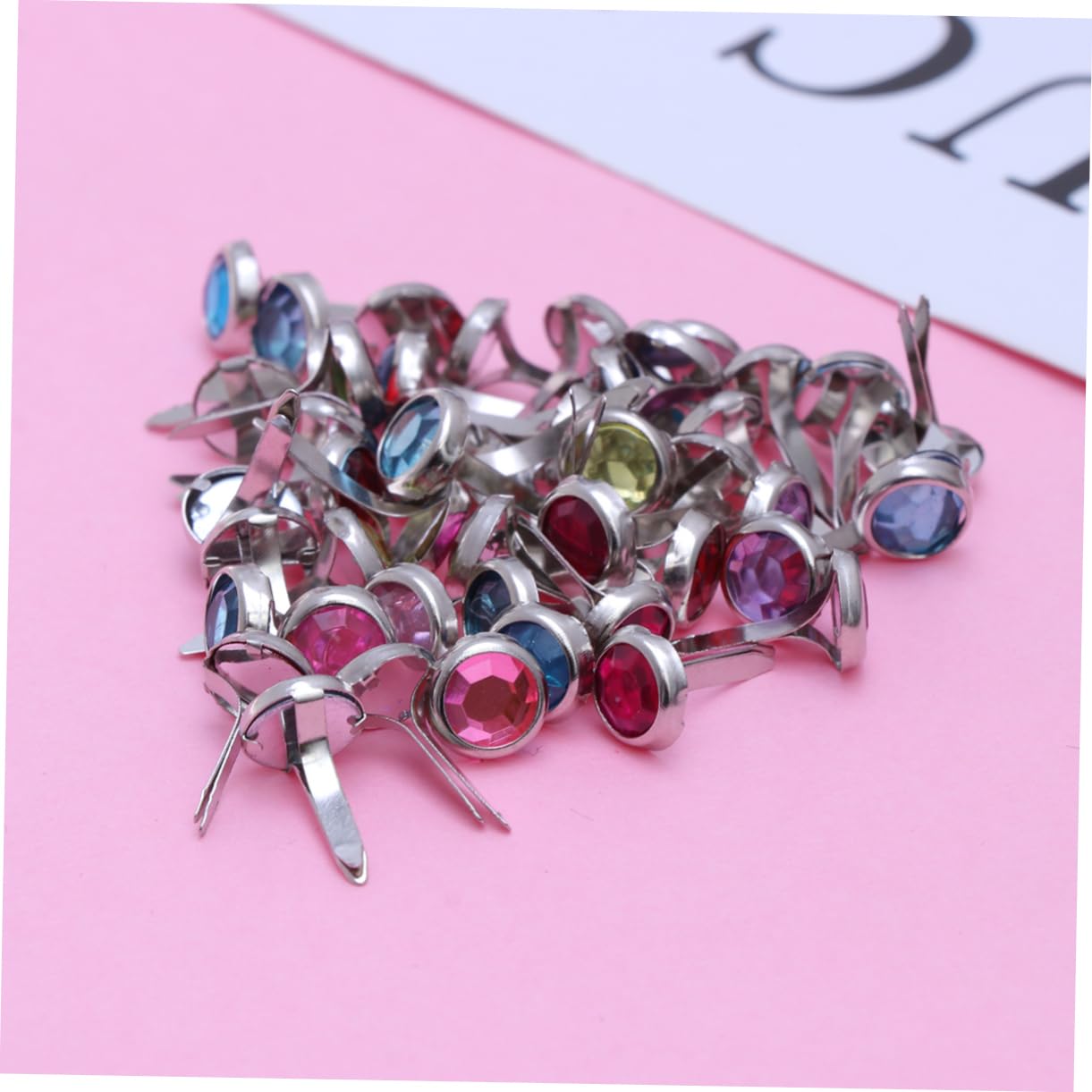 NUOBESTY 12 Colors Metal Scrapbook Brads Embellishments for Crafting Mini Round Brads Easy Install for DIY Projects