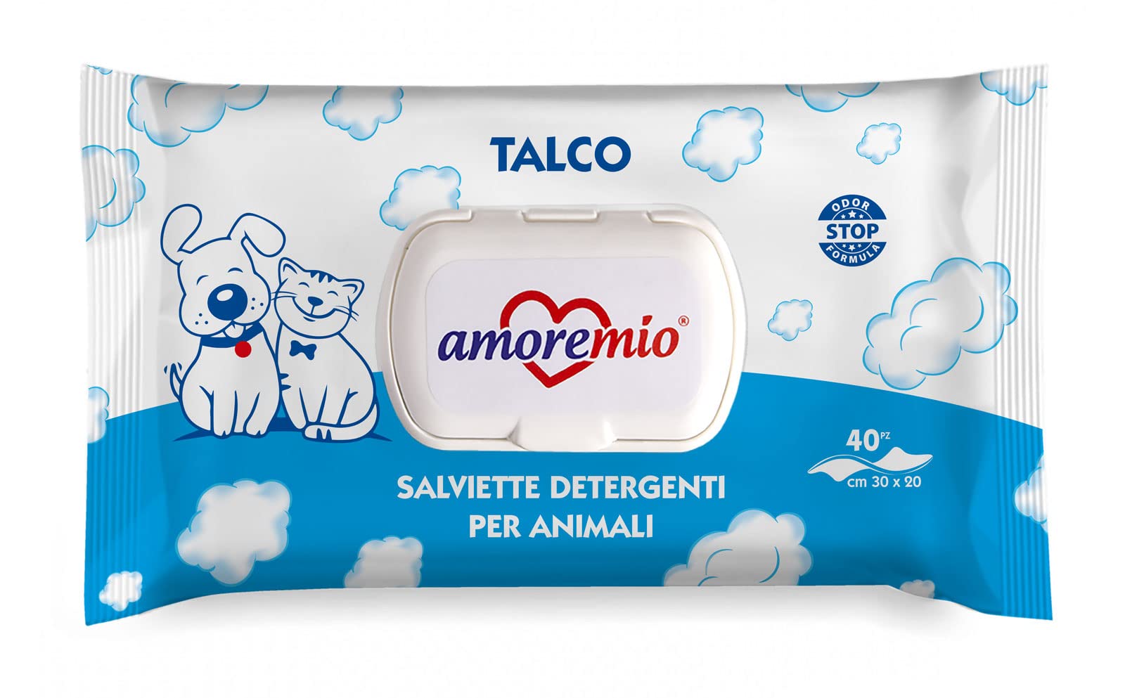 Amore Mio | 560 Salviette al Talco Extra Large per il Manto di Cani, Gatti e Animali Domestici, Disinfettanti e Igienizzanti, 30x20 cm - 14 Confezioni da 40 Salviettine