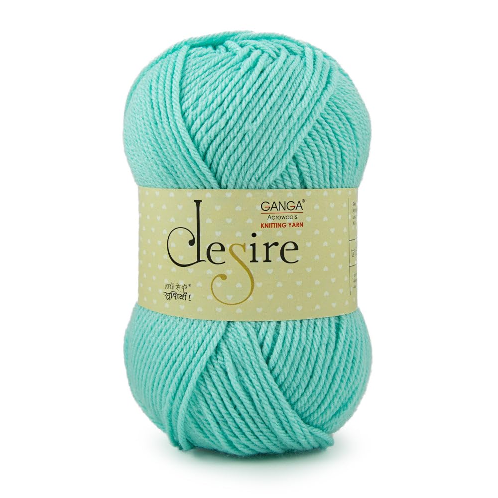 Ganga Acrowools Acrylic Desire Hand Knitting and Crochet Yarn. Pack of 1 Ball - 100Gms. Shade No - (Diss_005)