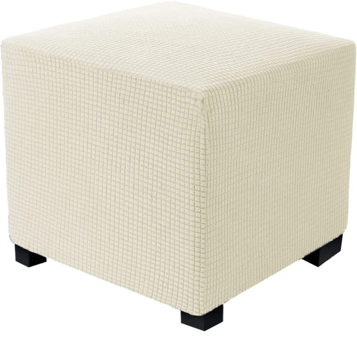 Funda Otomana Cuadrada de Tejido Funda de Reposapiés de Sofá, Suave Elástica Funda de Puff a Prueba de Polvo Retirable Lavable Funda de Reposapiés Adecuado para Sala de Estar