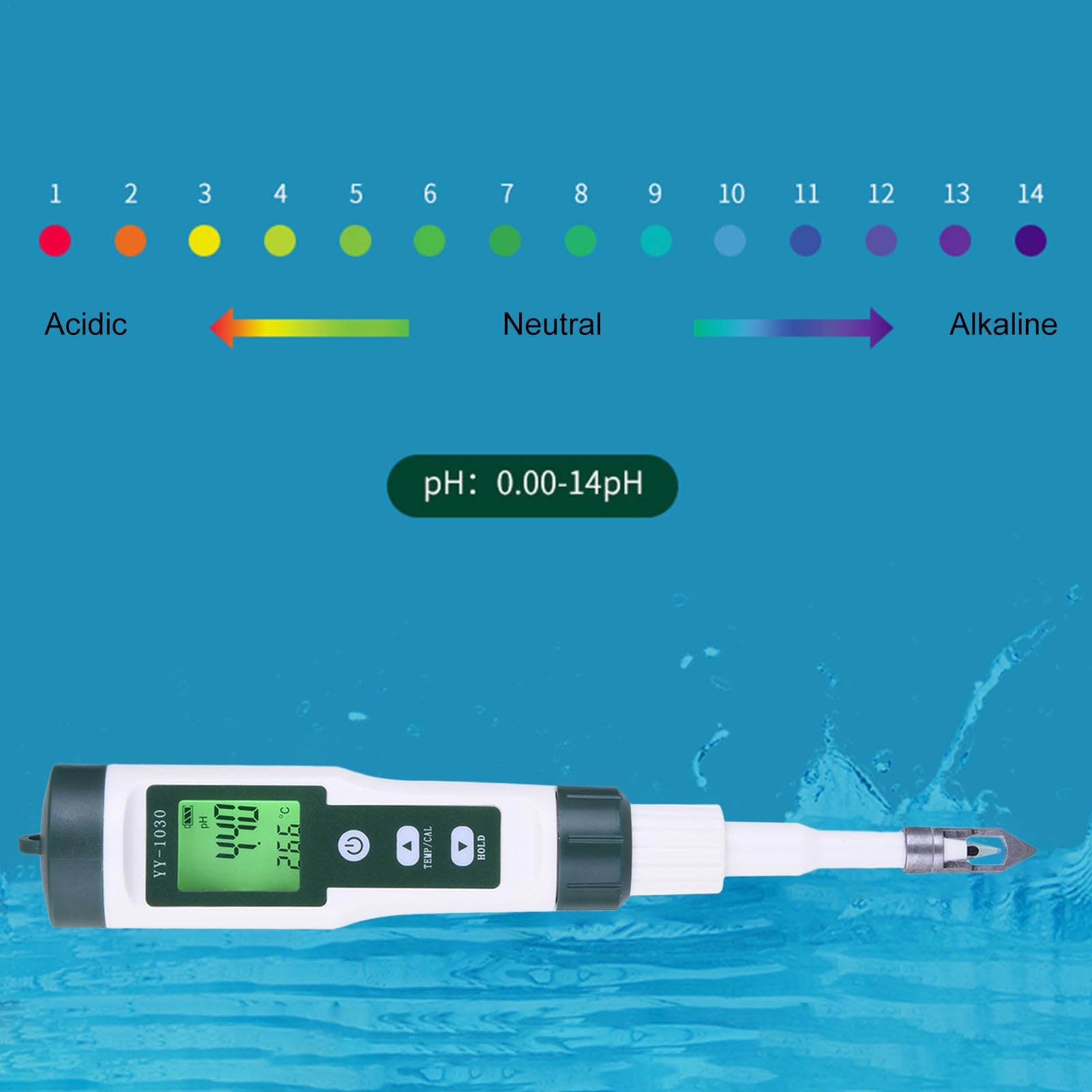 Lebensmittel-pH-Monitoring-Tool, digitaler pH-Wert, pH-Messgerät, pH-Tester, Wasser- und Lebensmittel, tragbar, Lebensmittel-pH-Analyzer, digitaler PH-Tester für Wasser, Aquarium, Caning, Solid
