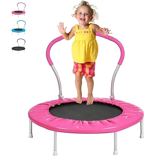 36-Inch Kids Trampoline With Handle - Indoor Mini for Toddlers, Small Rebounder, Adult Fitness for Indoor and Outdoor Use