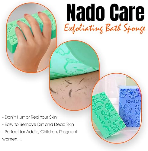 Miniatura 3 de Nado Care Esponja exfoliante de baño, exfoliante de spa, esponja de ducha corporal de baño, removedor de esponja de piel muerta para adultos, bebés,