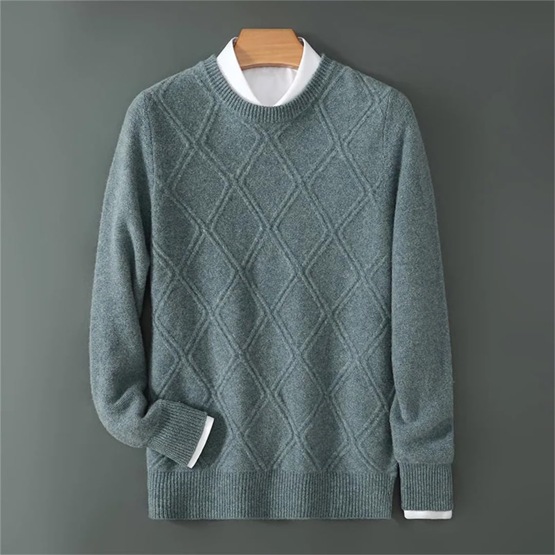 Maglione di cachemire di fondo di affari del maglione del diamante di lana del collo rotondo degli uomini di inverno