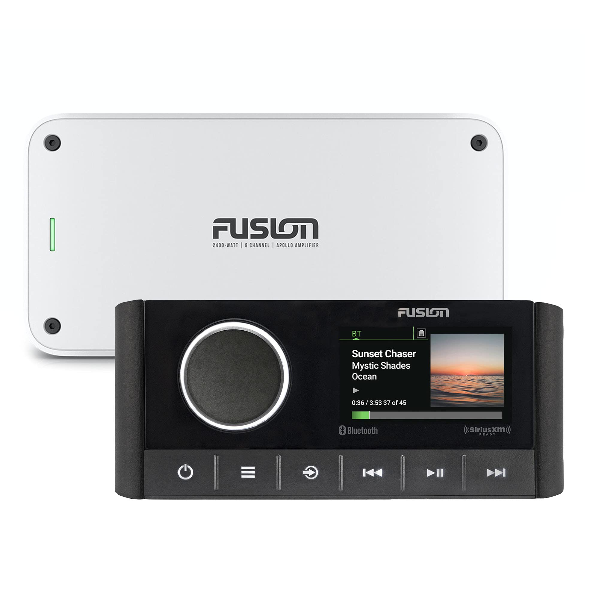 Fusion MS-RA670 Apollo Marine Entertainment System with Fusion MS-AP82400 Apollo 8 Channel Marine Amplifier