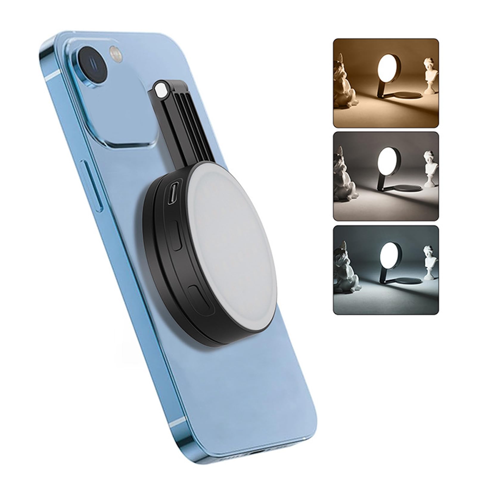 Magnetic Selfie Light, Double Sided LED Fill Light with Mirror, 2500K to 6500K, Portable Foldable Lighting for Selfies, Photography, Zoom Calls, Video Conference