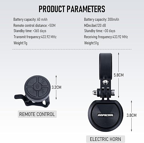 Miniatura 6 de Bocina de bicicleta ajustable de 80-130 dB, campana de bicicleta eléctrica recargable por USB, accesorios de bicicleta impermeables para adultos,