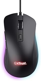 Trust Gaming GXT 924 Ybar+ High Performance Gaming Mouse, 25,600 DPI, 60% Recycled Plastics, 25K Optical Sensor, 6 Programmable Buttons, Comfortable Wired RGB Mouse, Computer, PC, Laptop – Black