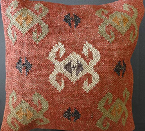 Trade Star Handwoven Killim Pillow Covers 18x18, Indian Outdoor Cushions, Sofa Throw Pillow Cases, Decorative Boho Jute Pillow Shams