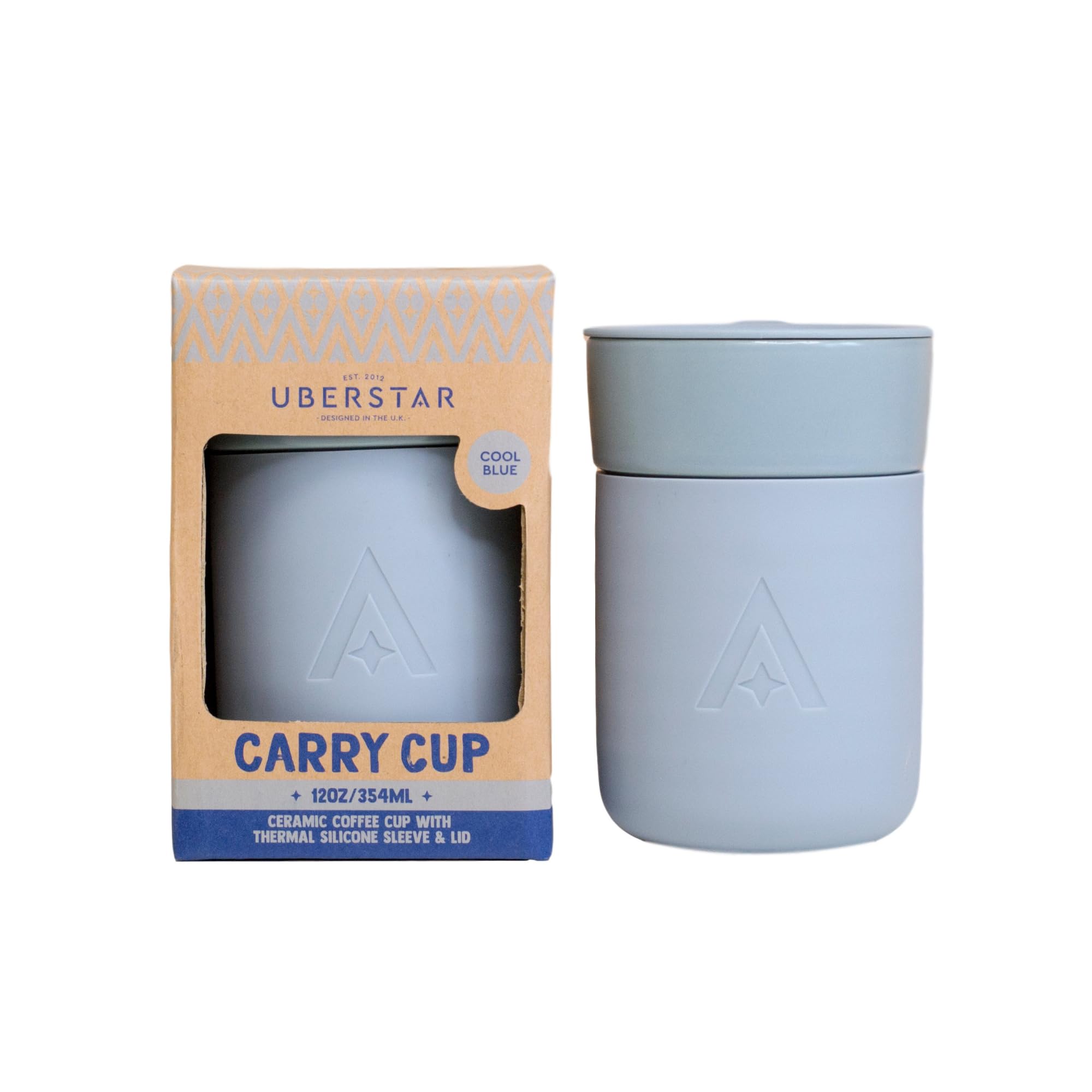 Carry Blue Insulated Ceramic Coffee Cup with Lid - 350ml